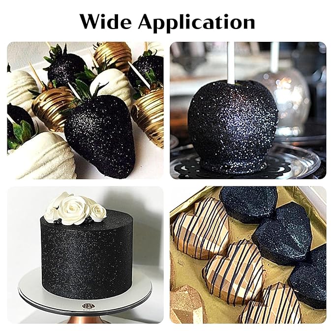Black Edible Glitter ??6g Luster Dust Drink Glitter, Food Grade Shimmer Powder for Cocktails