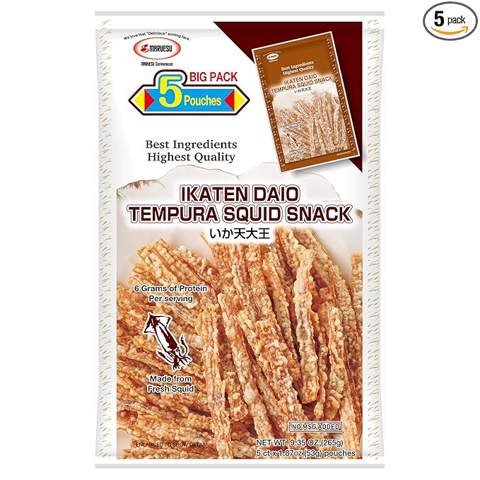 Maruesu Ikaten Daio Tempura Squid Snack, 1.87 Ounce (Pack of 5)