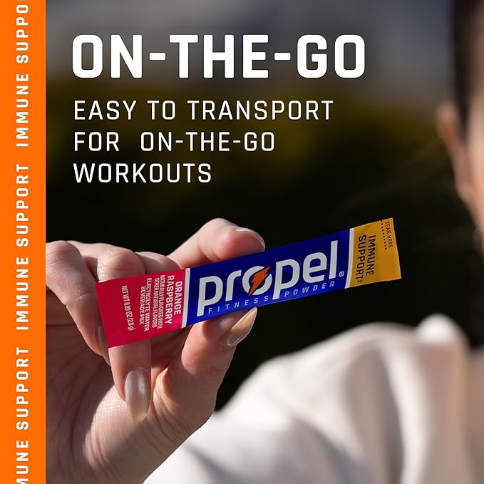 Propel Immune Support Electrolyte Enhanced Water Drink Mix Powder Packets, Orange Raspberry, 100%