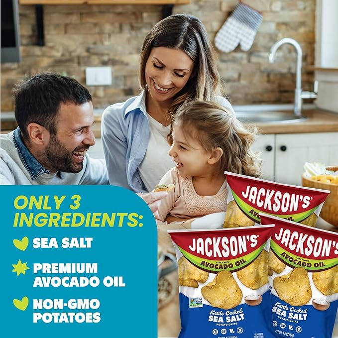 Jackson?™s Potato Classic Kettle Chips with Sea Salt (1.5oz, Pack of 10) - Made with Premium