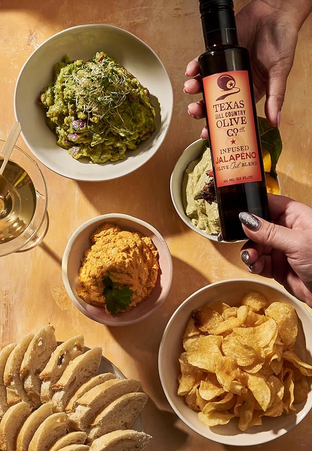 Texas Hill Country Olive Co Jalapeno Infused Olive Oil - Cold Pressed Gourmet EVOO Olive Oil