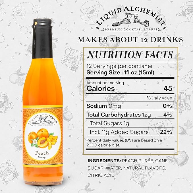 Liquid Alchemist Peach Syrup for Drinks - Real Ingredients Make our Peach Puree for Cocktails a