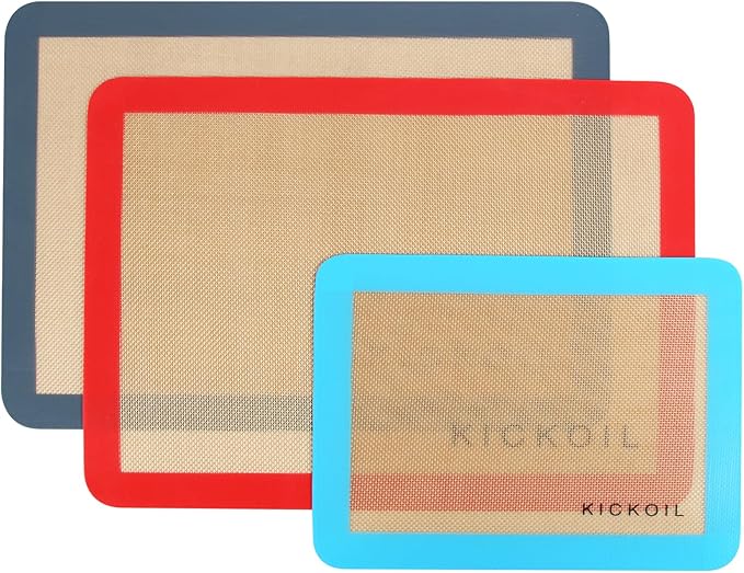 Silicone Baking Mat Large Baking Mat Set of 3-2 Half Sheets 16.5" x 11.6" +1 Quarter Sheet,Reusable