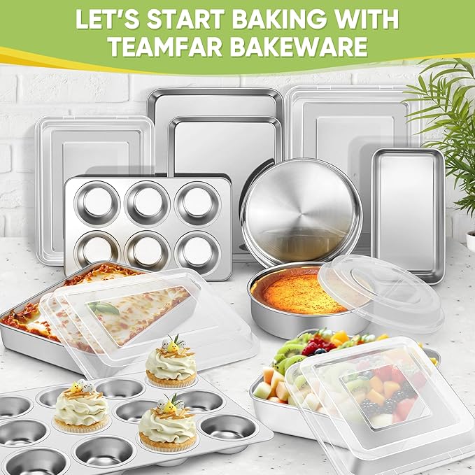 TeamFar Stainless Steel Baking Sheet, 20’’ x 14’’ Large Baking Sheet Pan Bakeware Set Cookie Sheets