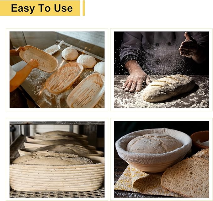 Geetery Set of 12 Proofing Basket, 10 Inch Round Oval Cane Bread Proofing Baskets with Sourdough