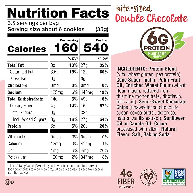 Lenny & Larry's The Complete Crunchy Cookie, Double Chocolate, 6g Plant Protein, Vegan, Non-GMO