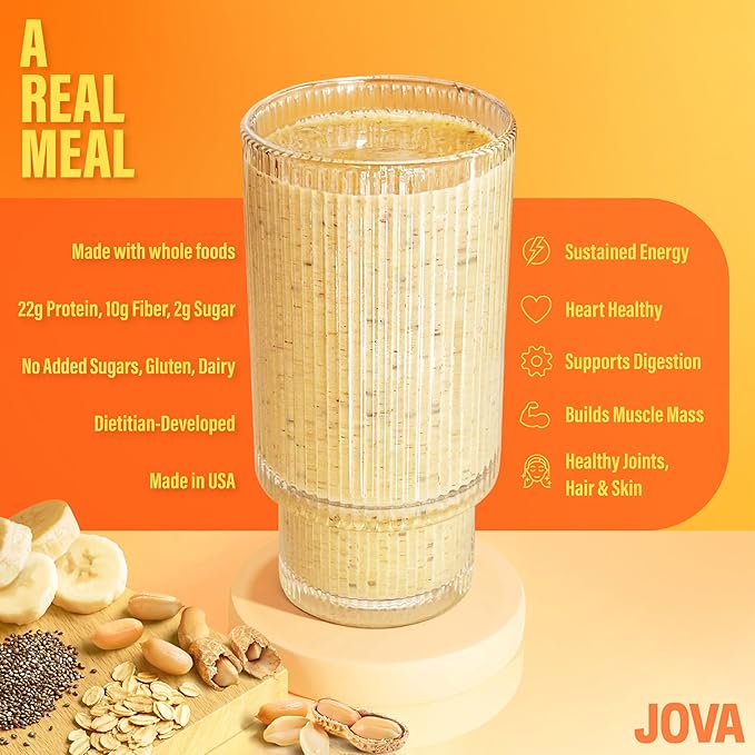 JOVA Superfood Peanut Butter Shake | 22g Protein, 10g Fiber, 10g Collagen, Omega-3 (Whole Foods: