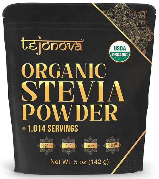 tejonova Organic Stevia Powder, 5oz, Stevia Sweetener, Stevia Organic, Stevia Extract Powder, Zero