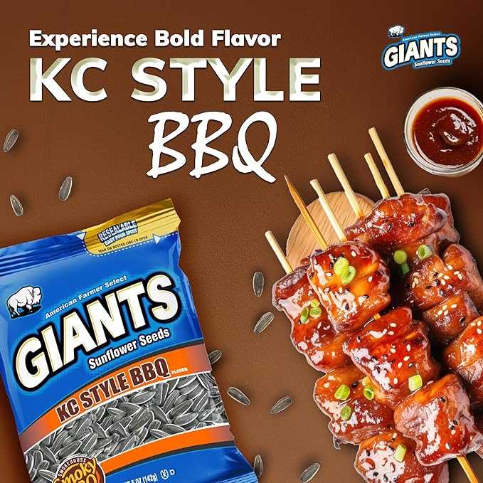GIANTS KC Style BBQ Sunflower Seeds - Sunflower Seeds Bulk, Roasted Sunflower Seeds to Eat