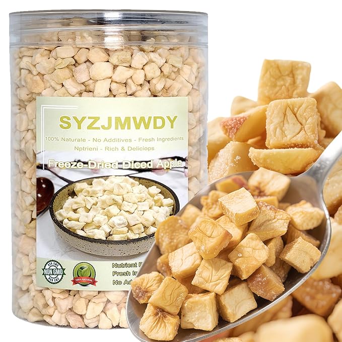 Premium Dehydration Apple Dices 10.6oz (300g) - 100% Dried Apple Slices, No Sugar Added, Crunchy