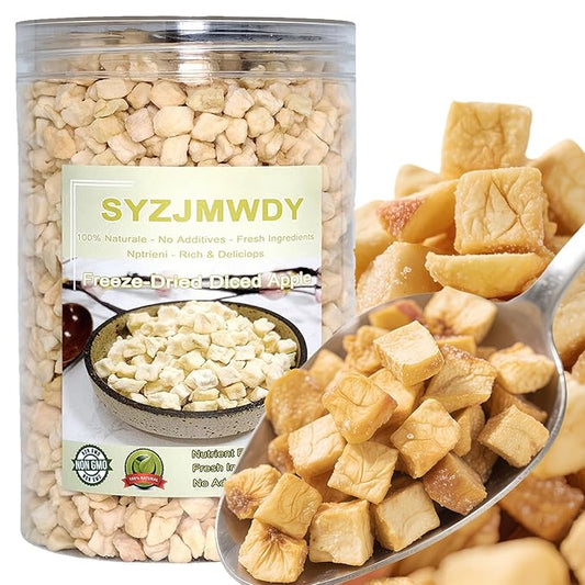 Premium Dehydration Apple Dices 10.6oz (300g) - 100% Dried Apple Slices, No Sugar Added, Crunchy