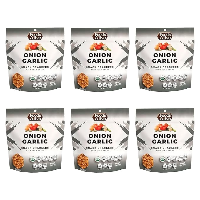 Foods Alive | Organic Onion & Garlic Sprouted Crisps | 4 oz (6-Pack)
