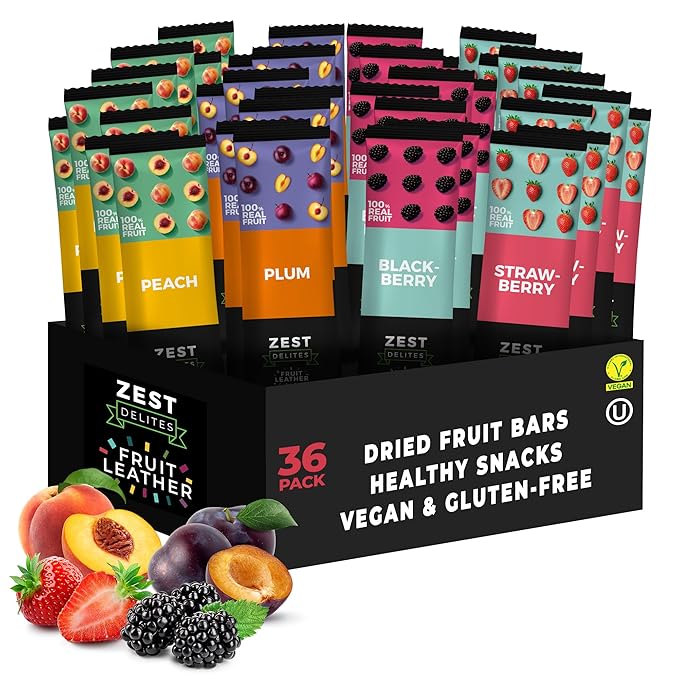 Fruit Snacks by Zest Delites, Fruit Leather, Healthy Snacks for Adults & Kids, Vegan Apple-Based