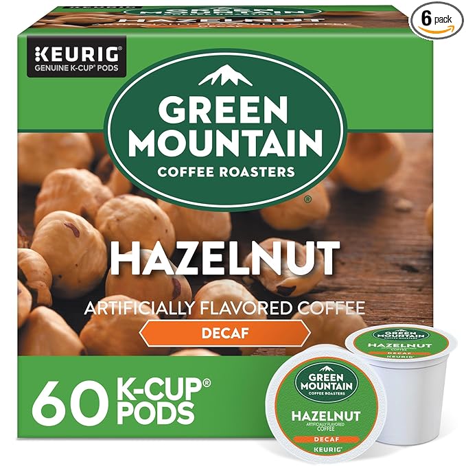 Green Mountain Coffee Roasters Hazelnut Decaf Keurig Single-Serve K-Cup pods, Light Roast Coffee