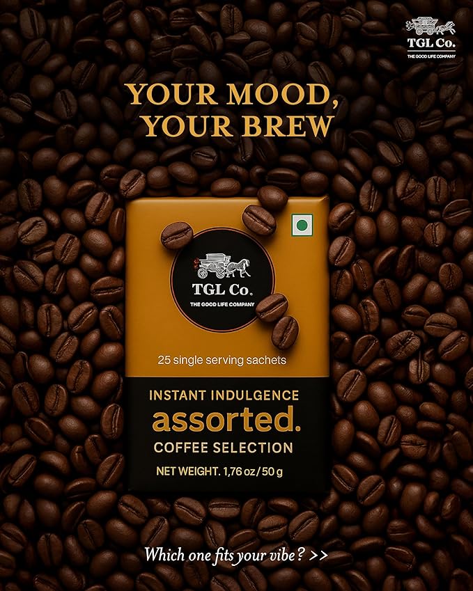 TGL Co. Assorted Instant Coffee Sticks – 25 Sachets | 5 Varieties (Flavored & Classic) |