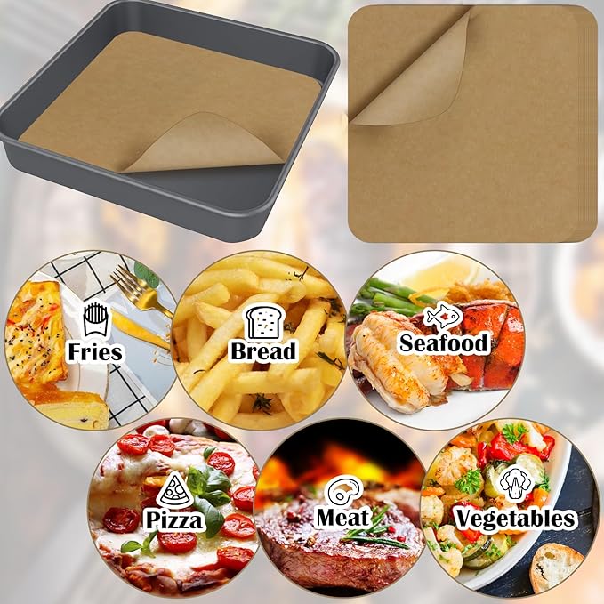 120 Sheets 12 inch Air Fryer Parchment Paper Squares,Non Stick Baking Disposable Paper Liner