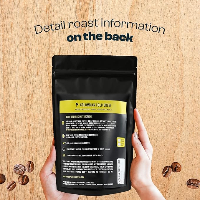 Colombian Dark Roast, Single Origin, Gourmet Organic Cold Brew Coffee Beans, Smooth Taste of Cocoa