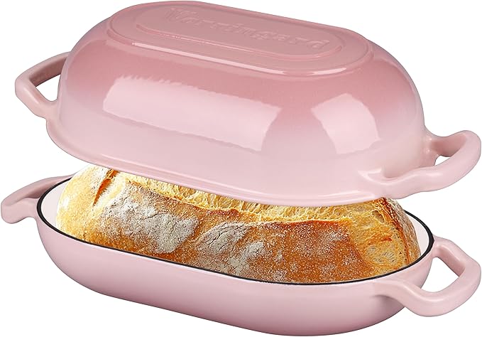 Enameled Cast Iron Sourdough Bread Oven, Dutch Oven, Loaf Cast Iron Bread Pan for Homemade Bread