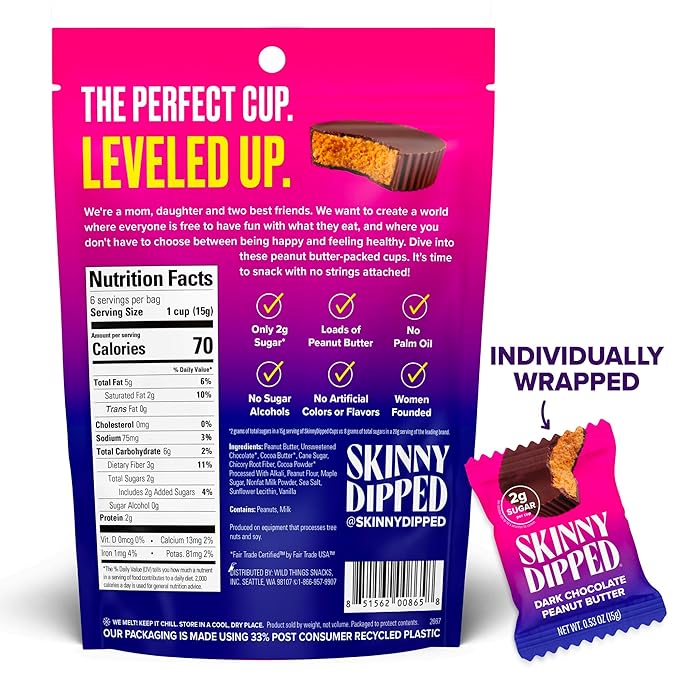 SkinnyDipped Faves Variety Pack, Healthy Snack, Plant Protein, Gluten Free, Pack of 6
