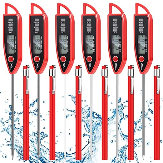 6 Set Waterproof Food Thermometer for Water, Liquid, Candle and Cooking Digital Meat Thermometer
