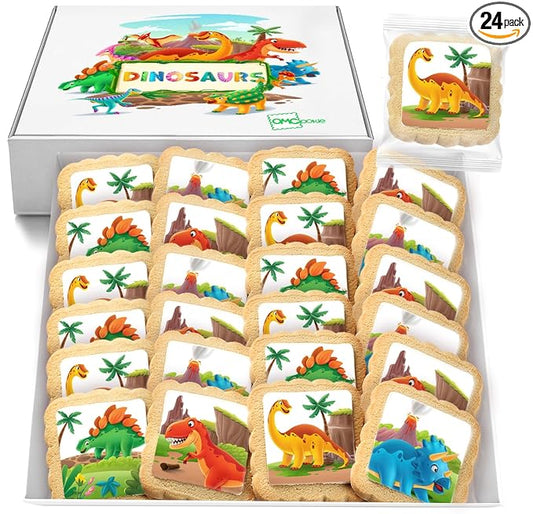 Dinosaur Cookies Individually Wrapped Dino Jurrasic themed Theme Party Favors 24 Pack Bulk for Kids
