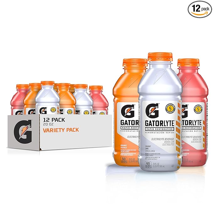 Gatorlyte Rapid Rehydration Electrolyte Drink, 3 Flavor Variety Pack, Specialized Blend of 5