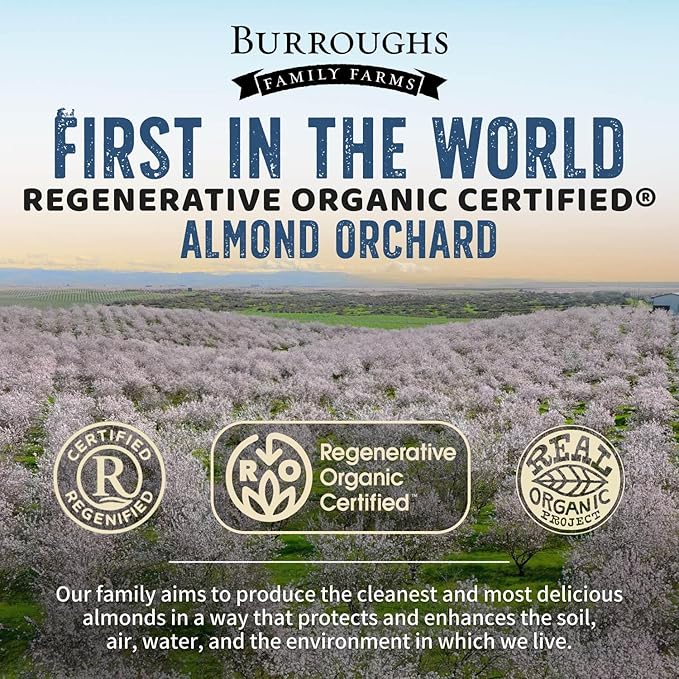 Burroughs Family Farms 3 lb Roasted Salted Almonds – USDA Organic, First Regenerative Organic