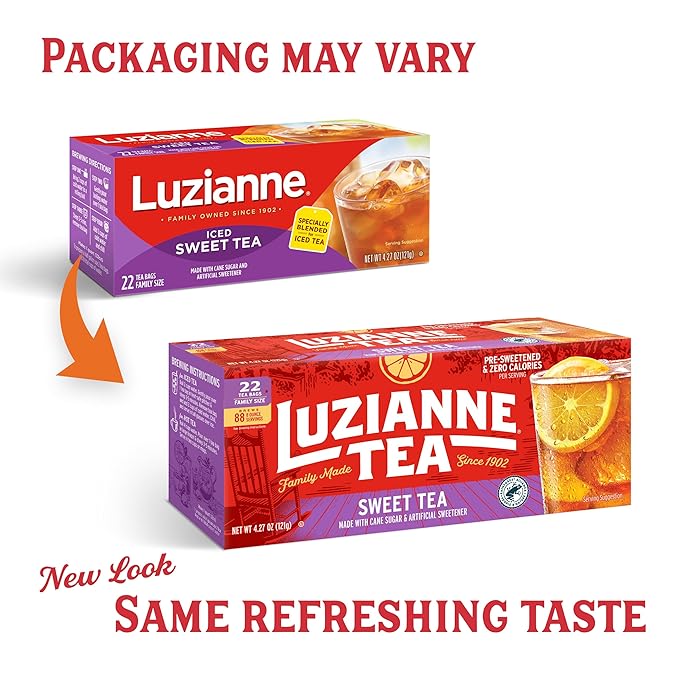 Luzianne Sweet Iced Tea Bags, Family Size, 22ct Box (Pack of 6)
