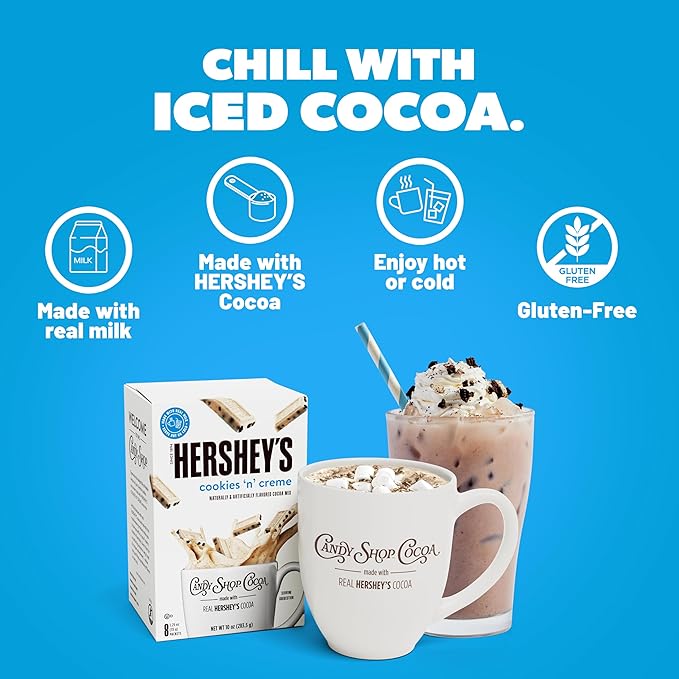 Candy Shop Cocoa HERSHEY'S COOKIES 'N' CREME Cocoa Mix Hot Chocolate Make Hot or Iced Cocoa Made