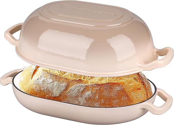 Enameled Cast Iron Sourdough Bread Oven, Dutch Oven, Loaf Cast Iron Bread Pan for Homemade Bread