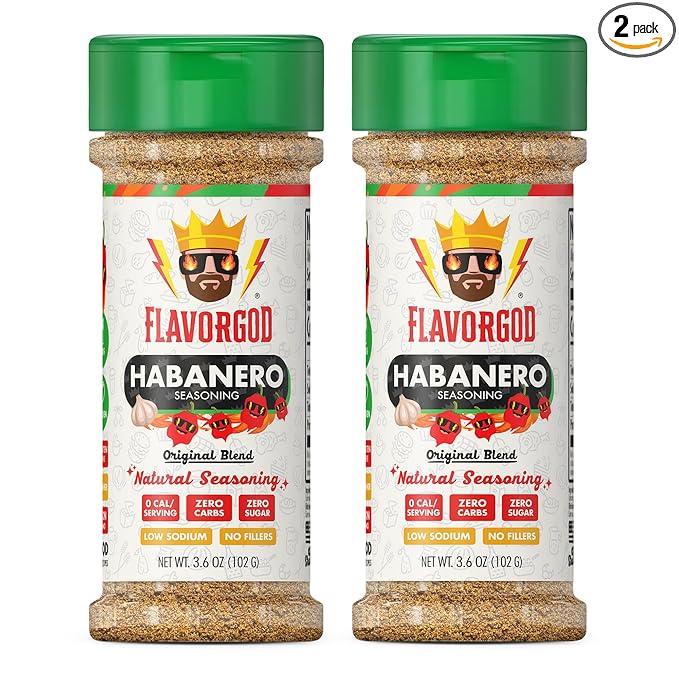 Habanero Seasoning Mix by Flavor God, 2-Pack - Premium All Natural & Healthy Spice Blend for