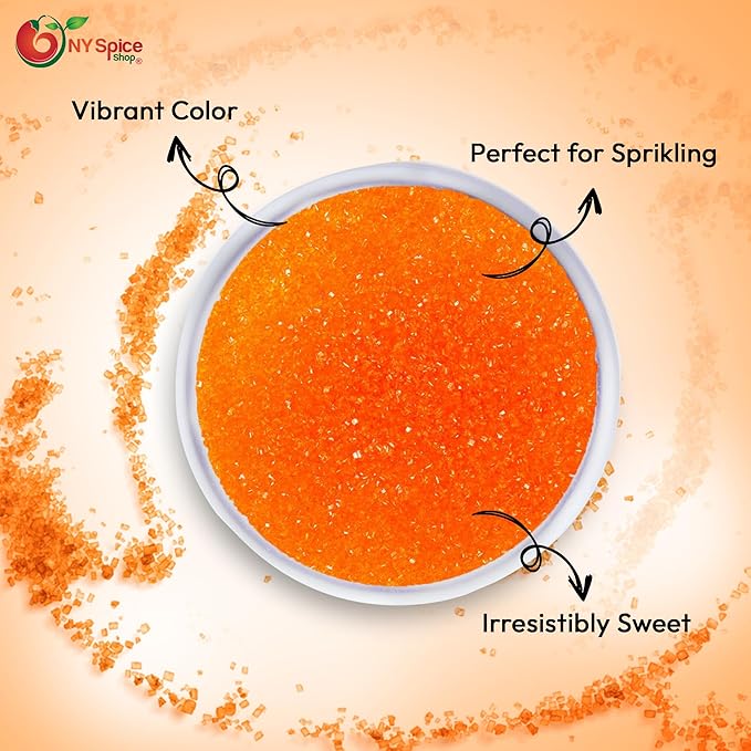 NY Spice Shop Orange Sanding Sugar - 1 Pound Sweet Colorful Edible Sprinkles For Candy Dish - Sugar
