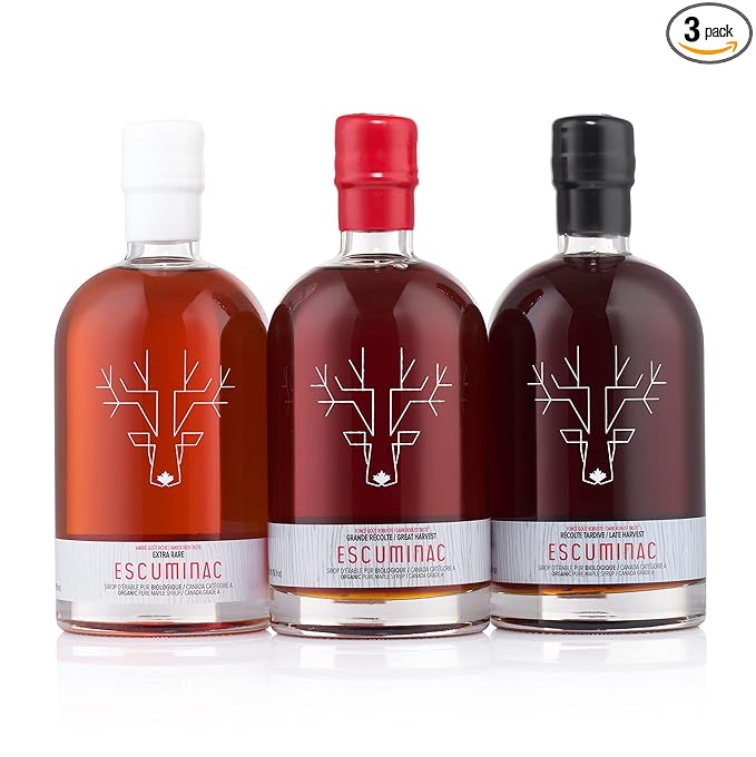 Escuminac Canadian Maple Syrup, Value Bundle, 3 Harvests Included Extra Rare, Great Harvest and