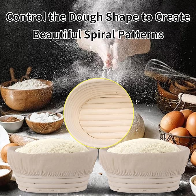 (6.7x4.7x3in) Mini Banneton Bread Proofing Basket Set of 6, Oval Sourdough Bread Basket with Liner