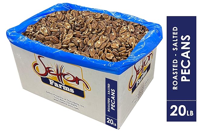 Pecans Roasted Salted, 20 Lbs. Bulk Case, Kosher