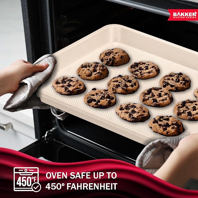 BAKKEN Kitchen Baking Pan - Small, Medium, and Large Cookie Pan (13.58×9.65, 15.75×11
