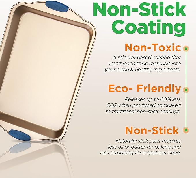 NutriChef 10-Piece Nonstick Bakeware Set - Premium Carbon Steel Baking Trays w/Heatsafe Silicone