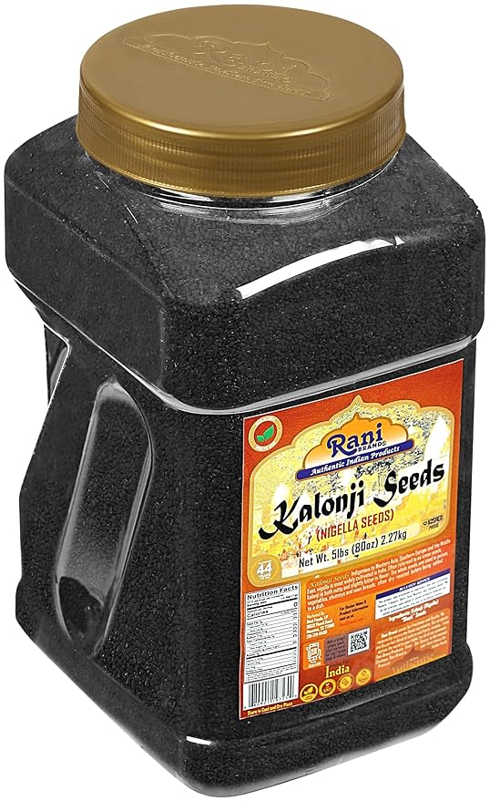 Rani Kalonji (Black Seed, Nigella Sativa, Black Cumin) Seeds 80oz (5lbs) 2.27kg Bulk PET Jar ~ All