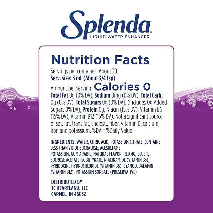SPLENDA Liquid Water Enhancer Drops, Sugar Free, Zero Calorie, Natural Flavor, Concentrated Drink
