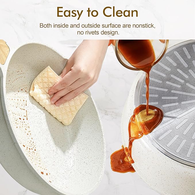 SENSARTE Nonstick Ceramic Cookware Set 13-Piece, Healthy Pots and Pans Set, Non-toxic Kitchen