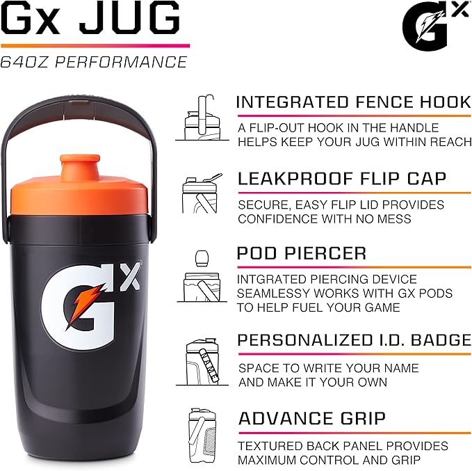 Gatorade Gx Performance Jug, 64oz, Leakproof, Non Slip Grip, Great for Athletes, Pink