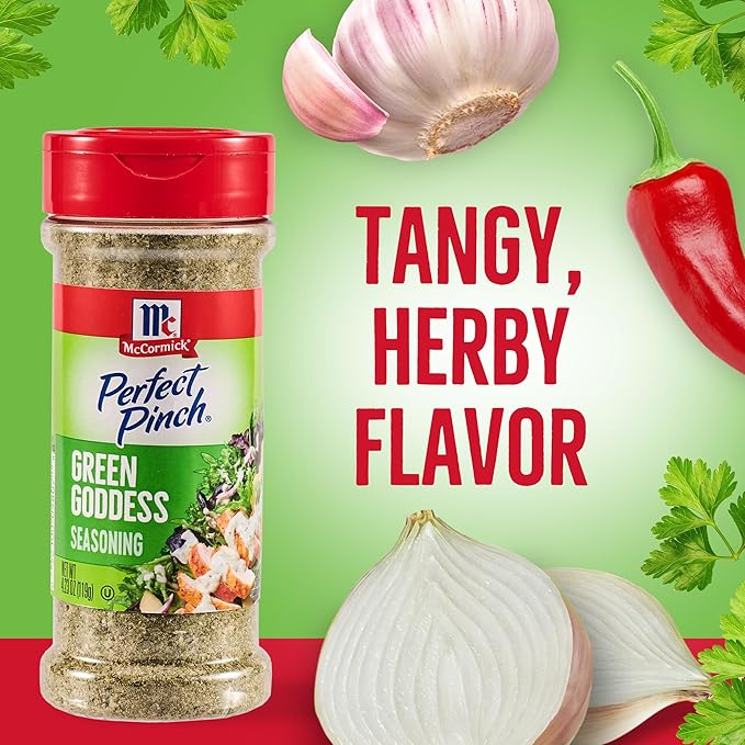 McCormick Perfect Pinch Seasoning, Green Goddess, For Adding Tangy, Herby Flavor to Chicken, Roasted Veggies, Dressings, Sauces & More, 4.23 oz