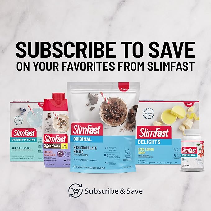 SlimFast Meal Replacement Powder, Original Rich Chocolate Royale, Weight Loss Shake Mix, 10g of