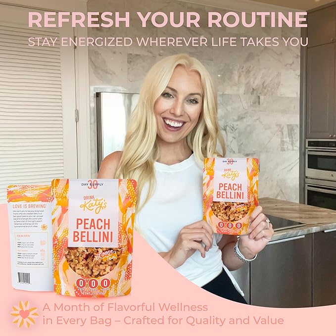 Katy?™s Peach Bellini Loose Leaf Tea | Fruity & Refreshing Light White Herbal Tea | Apple, Peach &
