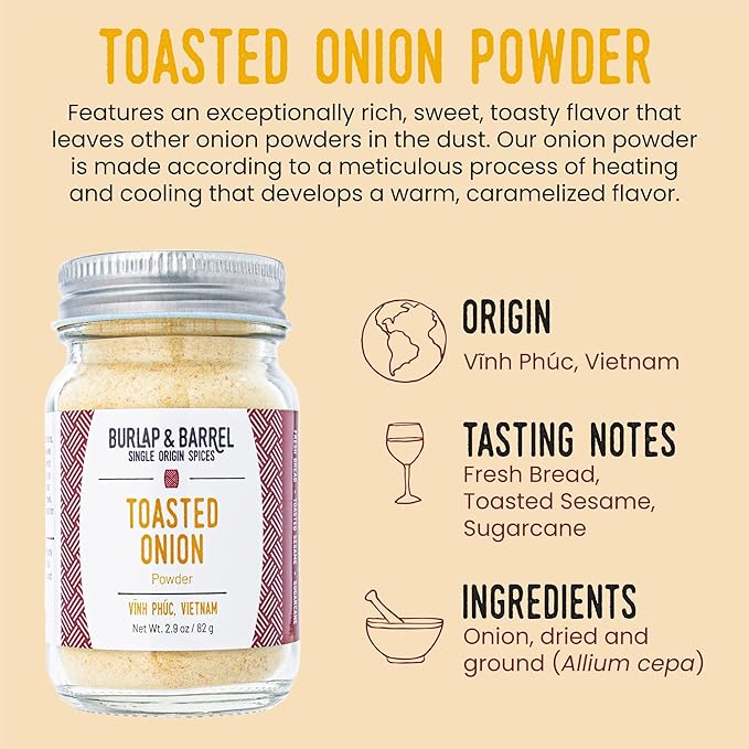 Burlap & Barrel Toasted Onion Powder – Rich, Savory-Sweet Flavor – Flavorful Onion Seasoning for