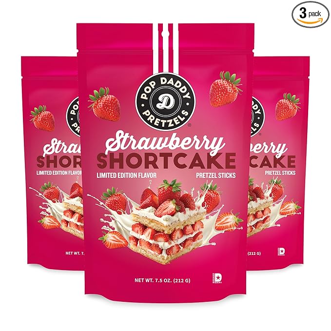 Pop Daddy Flavored Pretzels Sticks, Healthy Gourmet Pretzels Snacks, 7.5oz Individual Bags, 3 Pack