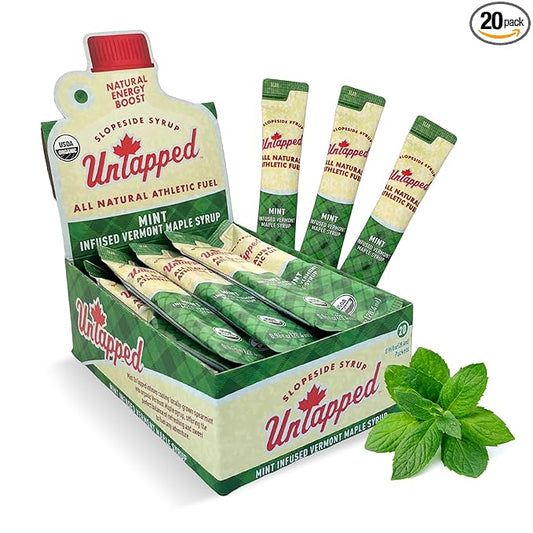 UnTapped Mint Maple Syrup Energy Gels 20 Gels | Organic Pure Vermont Maple Syrup with Real Mint |