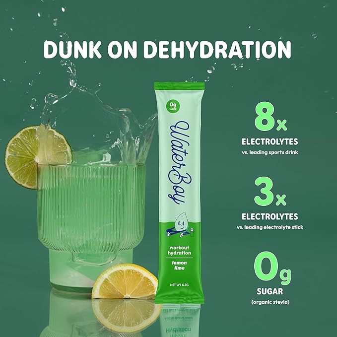 Waterboy Workout Hydration | 2,960mg Sugar Free Electrolyte Powder Packets | L-Glutamine + Vitamins