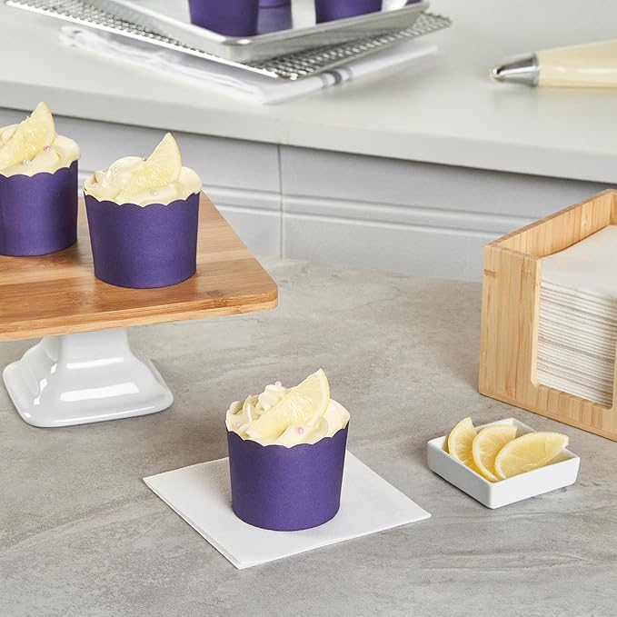 Panificio 6 Ounce Cupcake Wrappers, 200 Scalloped Baking Cups - Oven-Ready, Greaseproof, Purple