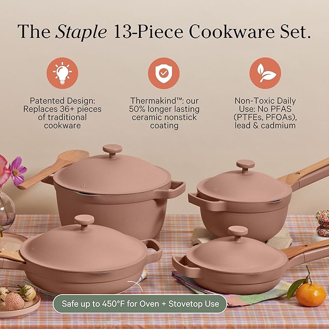 Our Place Cookware Set - 13-Piece Kit Including the Always Pan, Perfect Pot and Spatulas |
